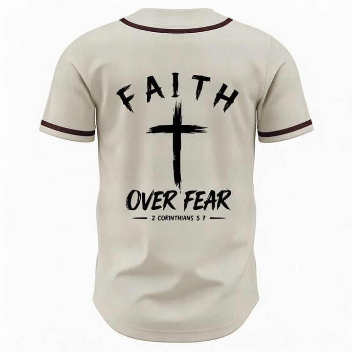 Christianartworkshop Faith Over Fear Contrast Trim Baseball Jersey - image 15