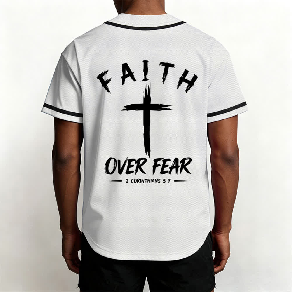 Christianartworkshop Faith Over Fear Contrast Trim Baseball Jersey - image 33