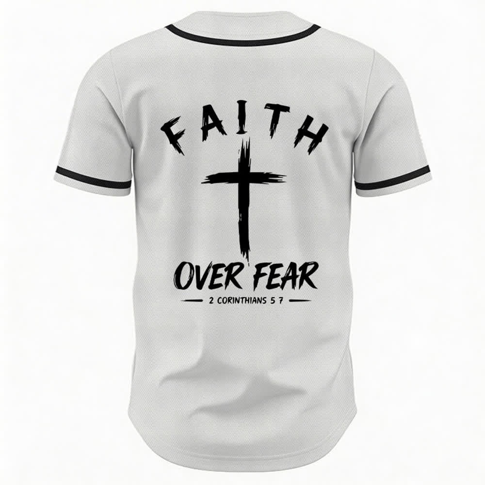 Christianartworkshop Faith Over Fear Contrast Trim Baseball Jersey - image 29