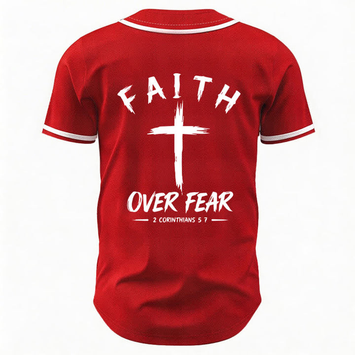 Christianartworkshop Faith Over Fear Contrast Trim Baseball Jersey - image 43