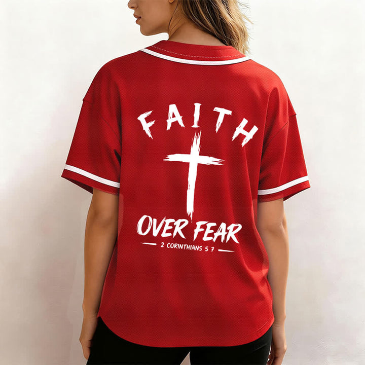 Christianartworkshop Faith Over Fear Contrast Trim Baseball Jersey - image 45