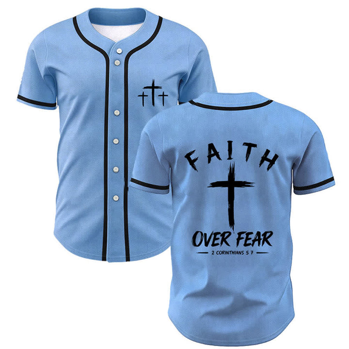 Christianartworkshop Faith Over Fear Contrast Trim Baseball Jersey - Sky Blue - 5XL - image 49