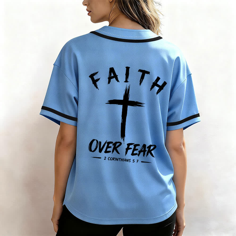 Christianartworkshop Faith Over Fear Contrast Trim Baseball Jersey - image 52