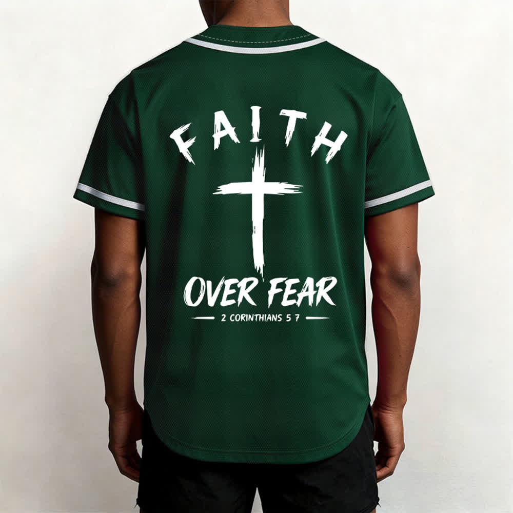 Christianartworkshop Faith Over Fear Contrast Trim Baseball Jersey - image 40