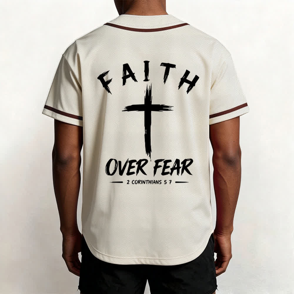 Christianartworkshop Faith Over Fear Contrast Trim Baseball Jersey - image 19