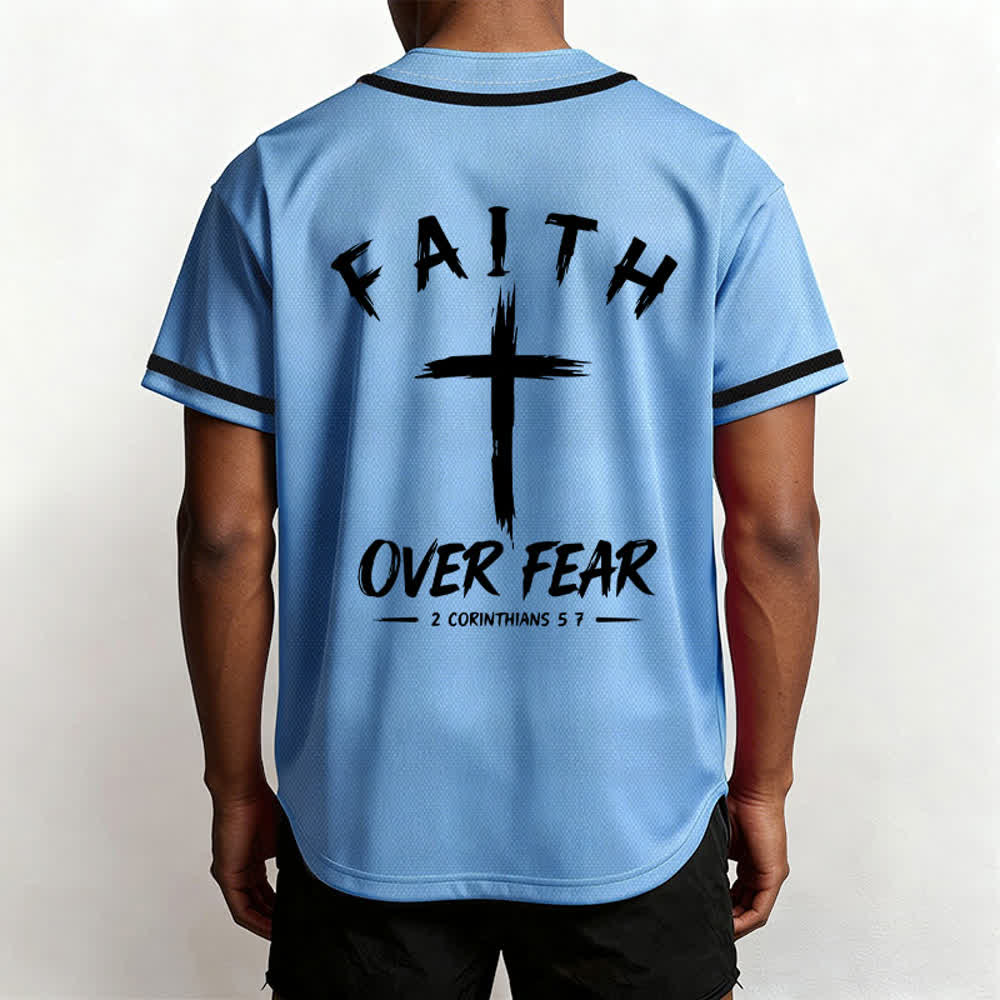Christianartworkshop Faith Over Fear Contrast Trim Baseball Jersey - image 54