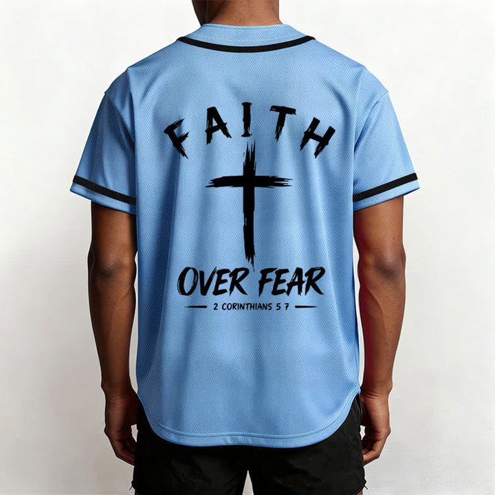 Christianartworkshop Faith Over Fear Contrast Trim Baseball Jersey - image 54
