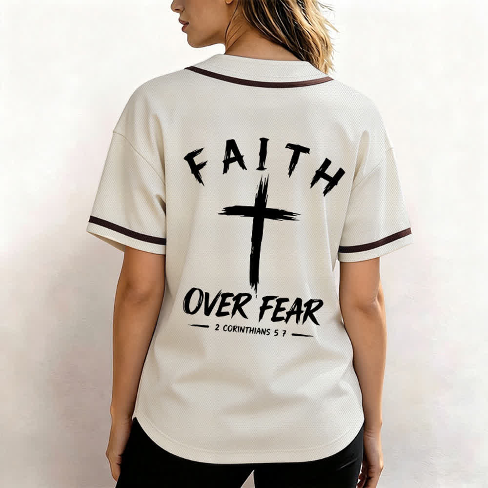 Christianartworkshop Faith Over Fear Contrast Trim Baseball Jersey - image 17