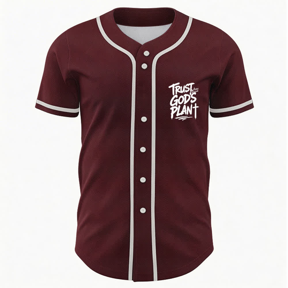 Christianartworkshop Trust God's Plan Mesh Button Up Baseball Jersey - image 9