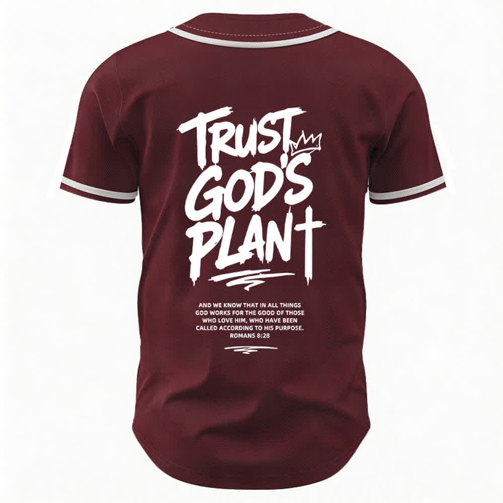 Christianartworkshop Trust God's Plan Mesh Button Up Baseball Jersey - image 8