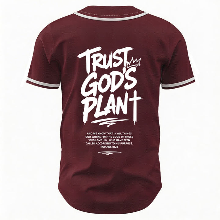 Christianartworkshop Trust God's Plan Mesh Button Up Baseball Jersey - image 8