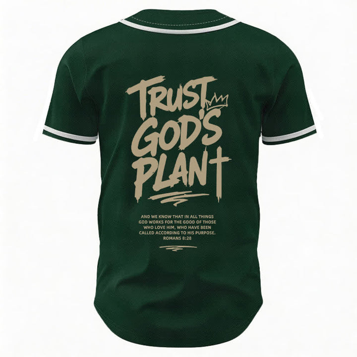 Christianartworkshop Trust God's Plan Mesh Button Up Baseball Jersey - image 15