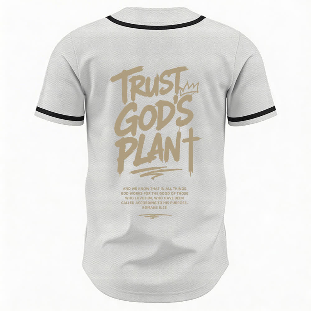 Christianartworkshop Trust God's Plan Mesh Button Up Baseball Jersey - image 29