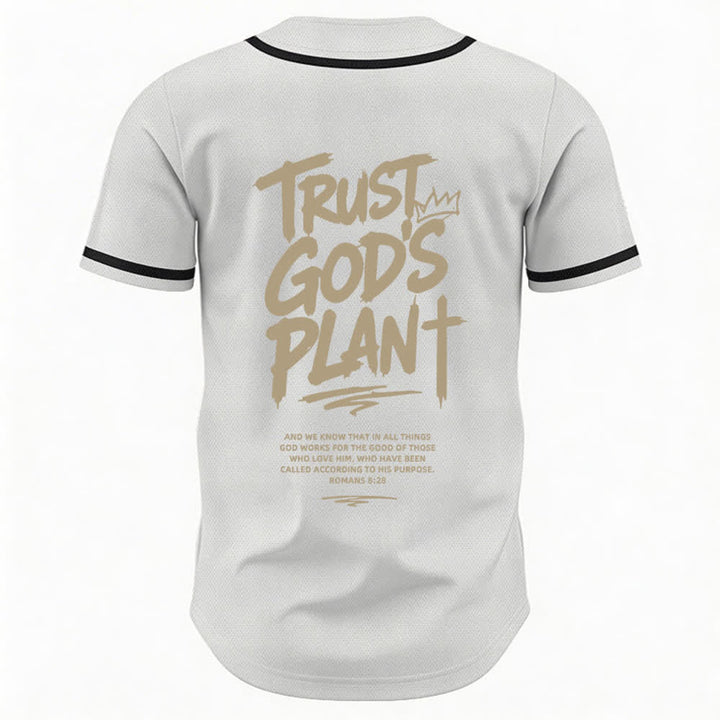 Christianartworkshop Trust God's Plan Mesh Button Up Baseball Jersey - image 29
