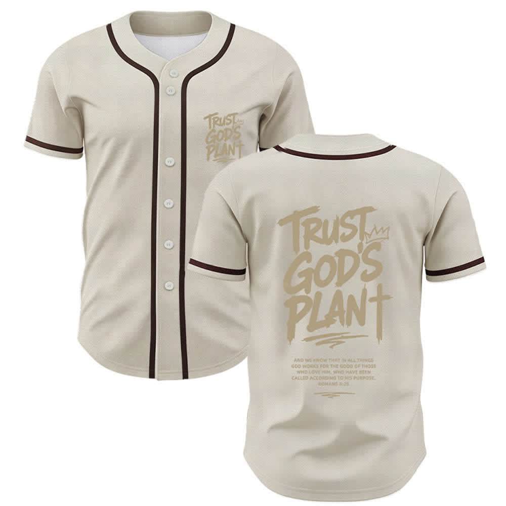 Christianartworkshop Trust God's Plan Mesh Button Up Baseball Jersey - Beige - 5XL - image 21