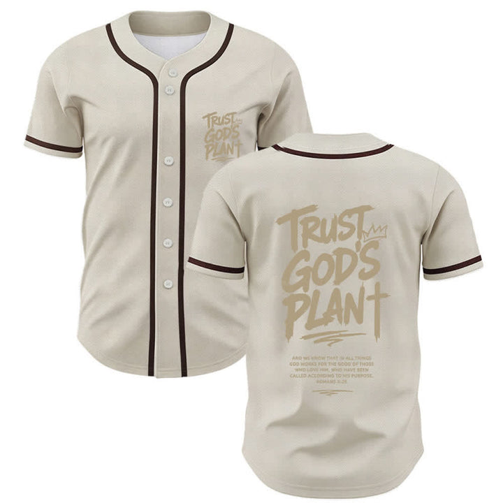 Christianartworkshop Trust God's Plan Mesh Button Up Baseball Jersey - Beige - 5XL - image 21