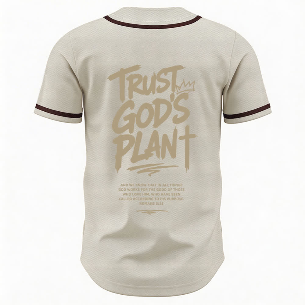 Christianartworkshop Trust God's Plan Mesh Button Up Baseball Jersey - image 22