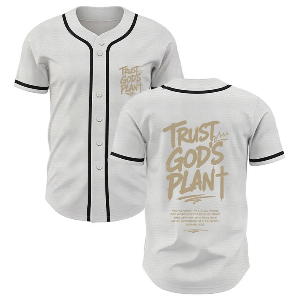 Christianartworkshop Trust God's Plan Mesh Button Up Baseball Jersey - White - 5XL - image 28