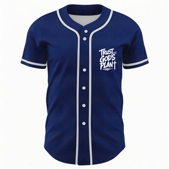 Christianartworkshop Trust God's Plan Mesh Button Up Baseball Jersey - image 37