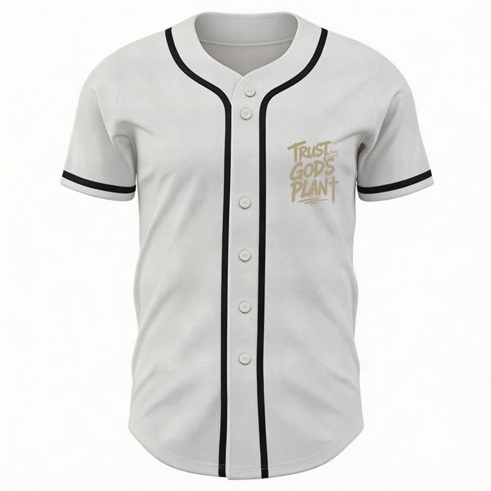 Christianartworkshop Trust God's Plan Mesh Button Up Baseball Jersey - image 30