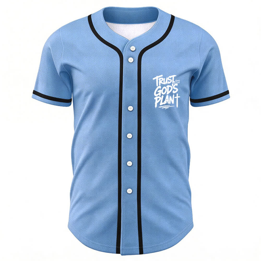 Christianartworkshop Trust God's Plan Mesh Button Up Baseball Jersey - image 51