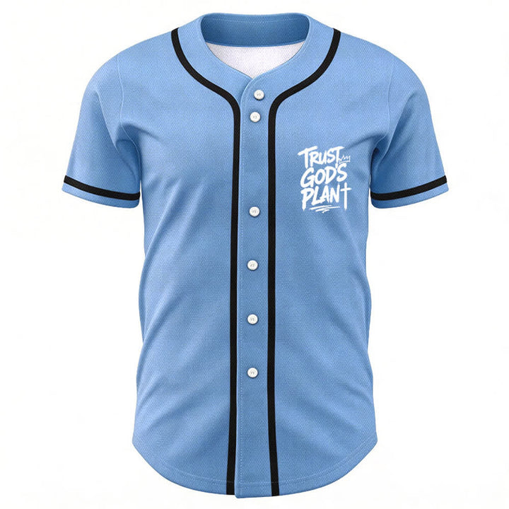 Christianartworkshop Trust God's Plan Mesh Button Up Baseball Jersey - image 51