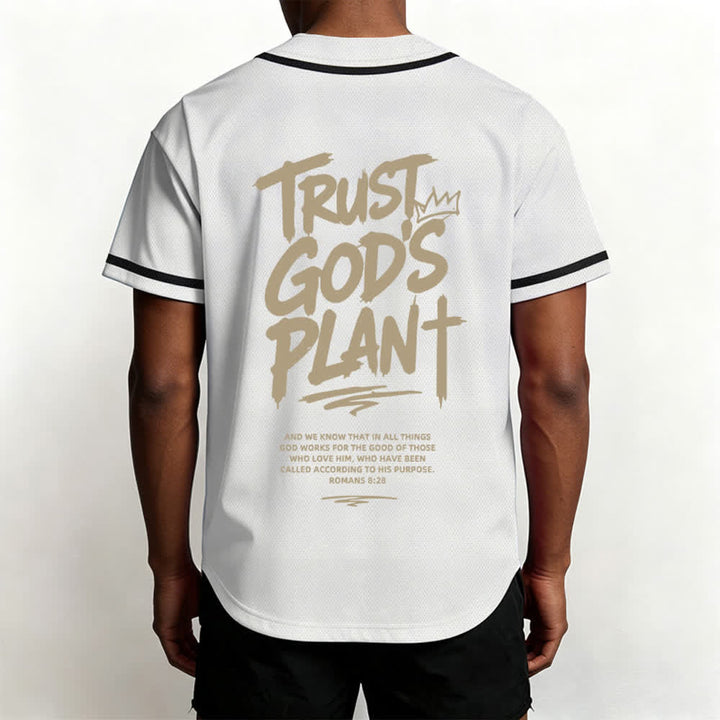 Christianartworkshop Trust God's Plan Mesh Button Up Baseball Jersey - image 33