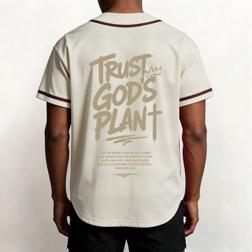 Christianartworkshop Trust God's Plan Mesh Button Up Baseball Jersey - image 26