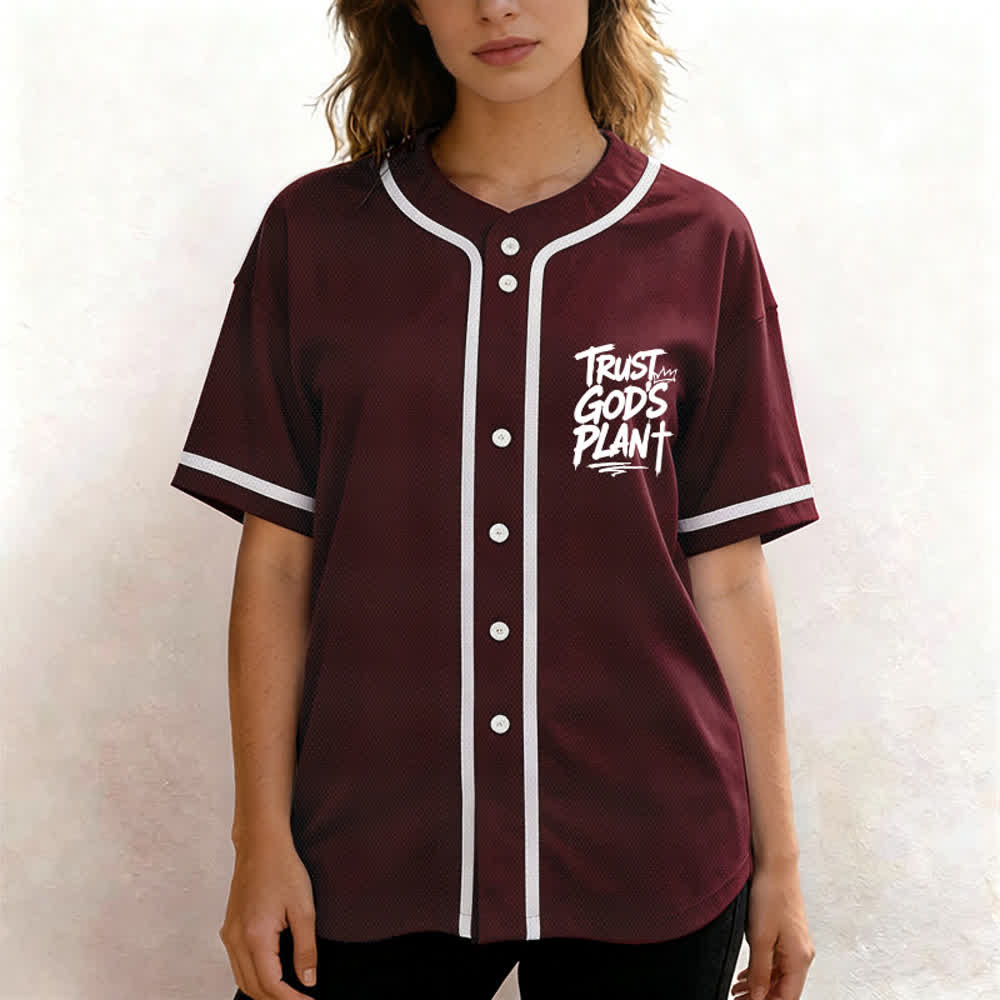 Christianartworkshop Trust God's Plan Button Up Baseball Jersey - image 11