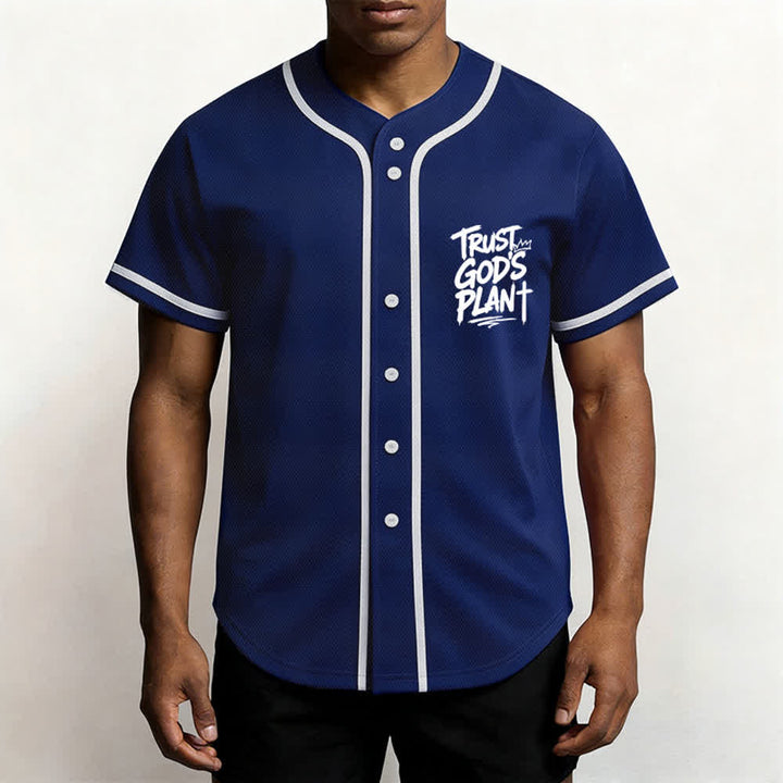 Christianartworkshop Trust God's Plan Mesh Button Up Baseball Jersey - image 41