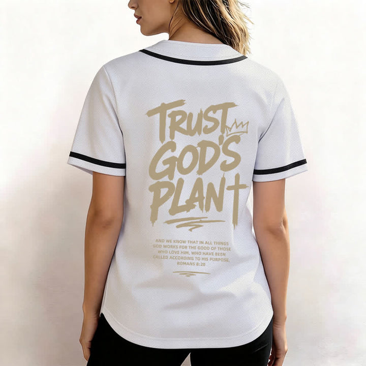 Christianartworkshop Trust God's Plan Mesh Button Up Baseball Jersey - image 31
