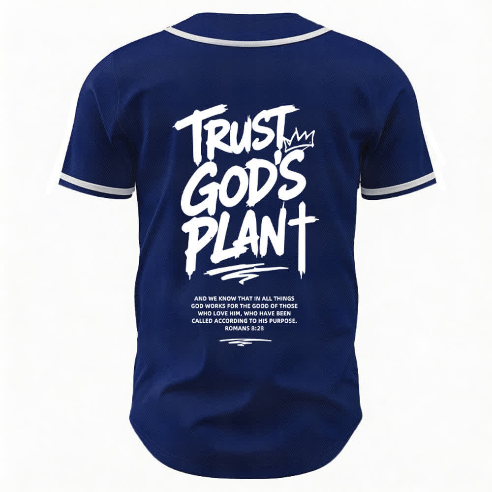 Christianartworkshop Trust God's Plan Mesh Button Up Baseball Jersey - image 36