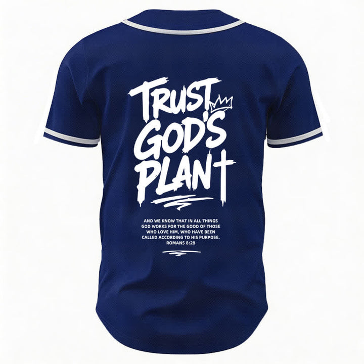 Christianartworkshop Trust God's Plan Mesh Button Up Baseball Jersey - image 36