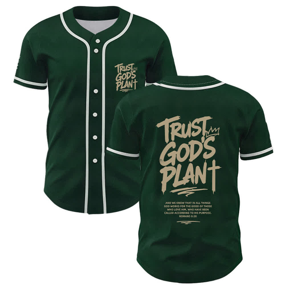Christianartworkshop Trust God's Plan Mesh Button Up Baseball Jersey - Green - 5XL - image 14