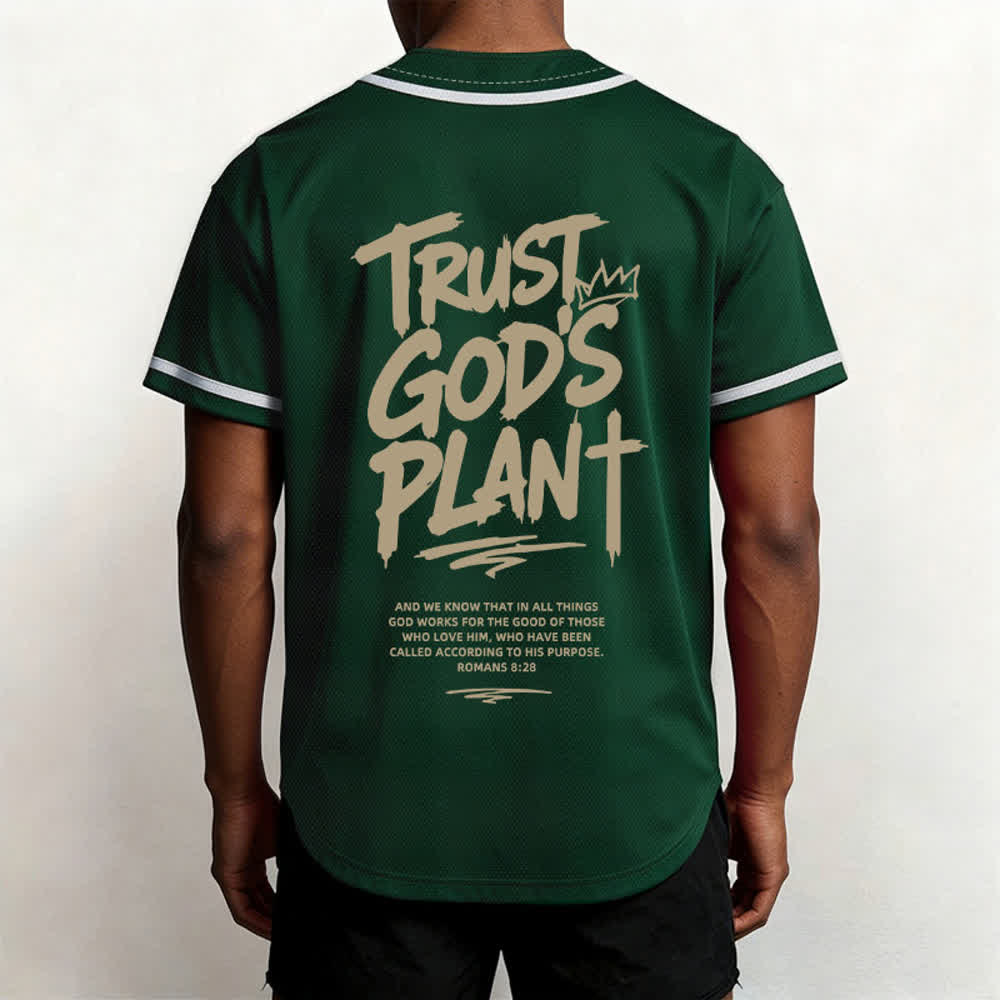 Christianartworkshop Trust God's Plan Mesh Button Up Baseball Jersey - image 19