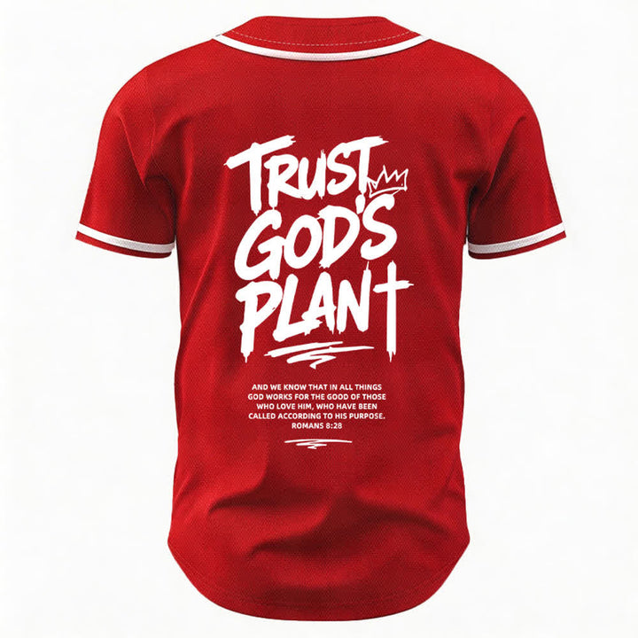 Christianartworkshop Trust God's Plan Mesh Button Up Baseball Jersey - image 43