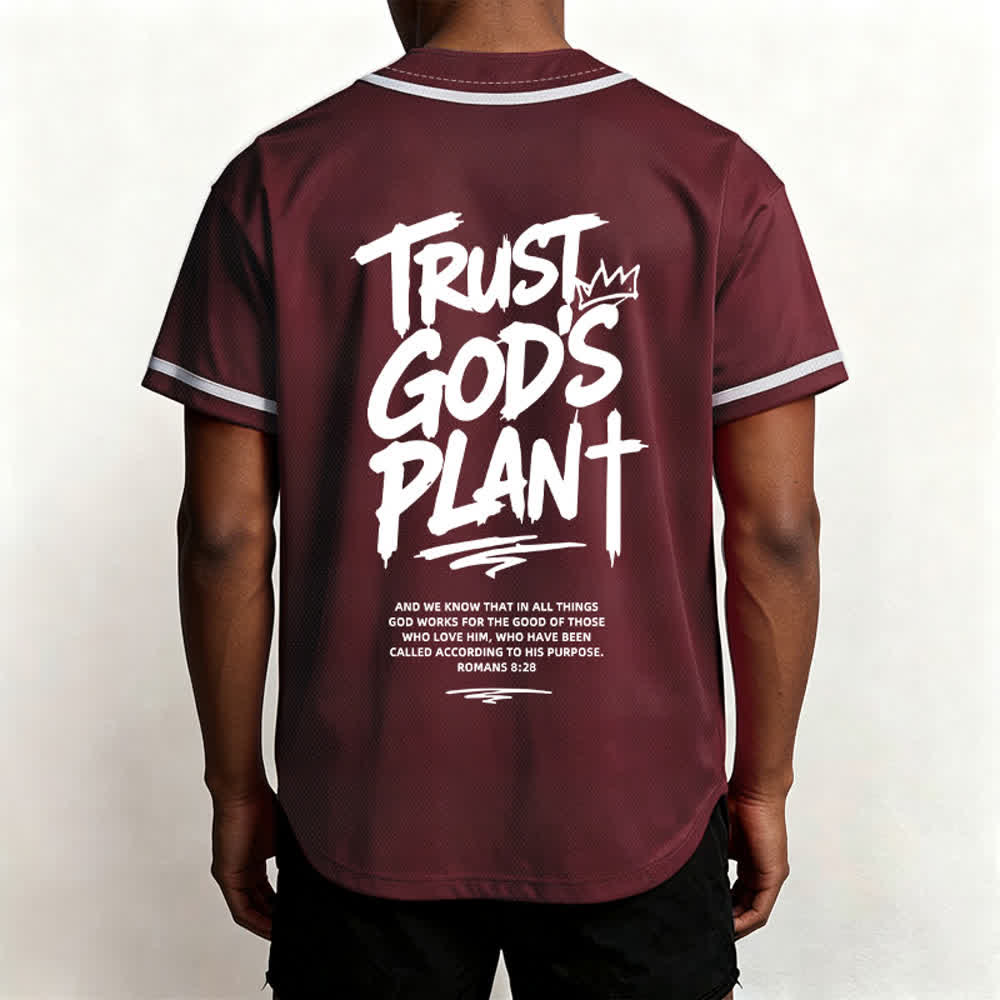 Christianartworkshop Trust God's Plan Mesh Button Up Baseball Jersey - image 12