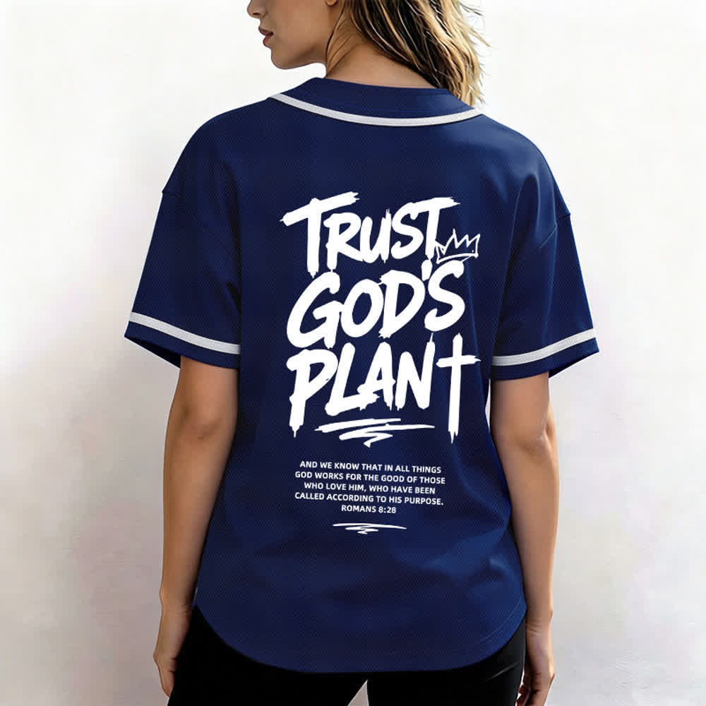 Christianartworkshop Trust God's Plan Mesh Button Up Baseball Jersey - image 38