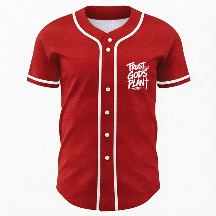 Christianartworkshop Trust God's Plan Mesh Button Up Baseball Jersey - image 44