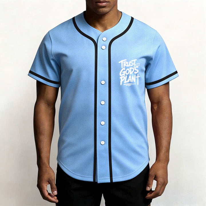 Christianartworkshop Trust God's Plan Mesh Button Up Baseball Jersey - image 55