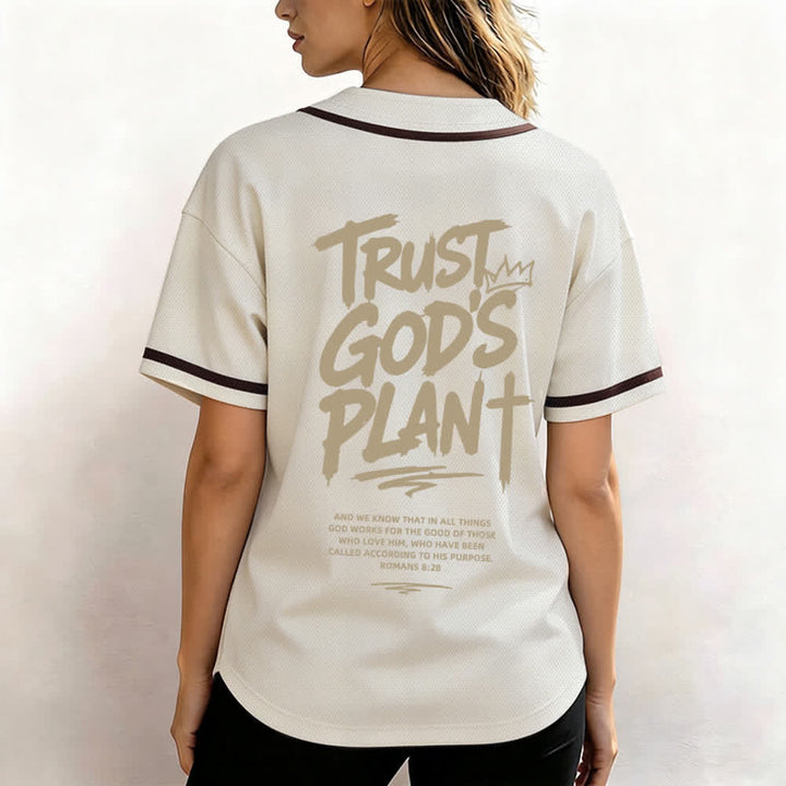 Christianartworkshop Trust God's Plan Mesh Button Up Baseball Jersey - image 24