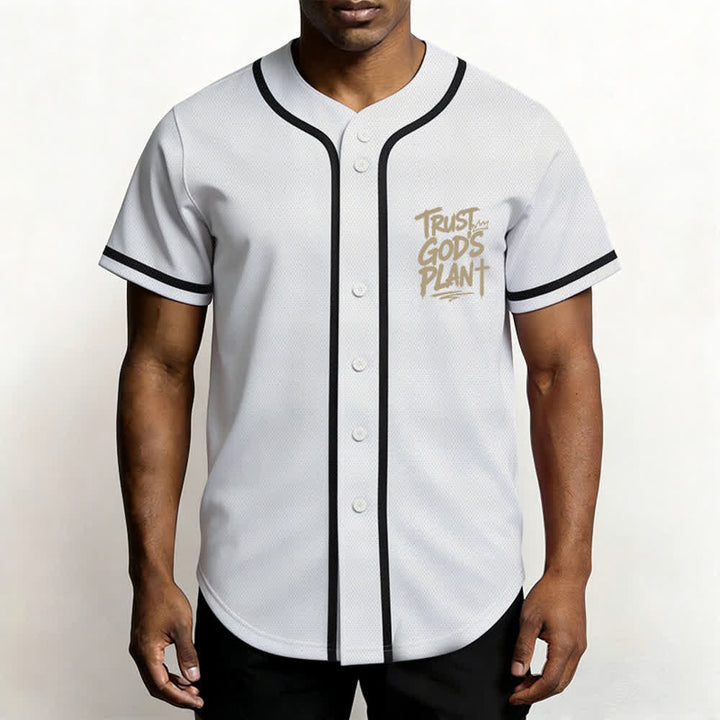Christianartworkshop Trust God's Plan Mesh Button Up Baseball Jersey - image 34