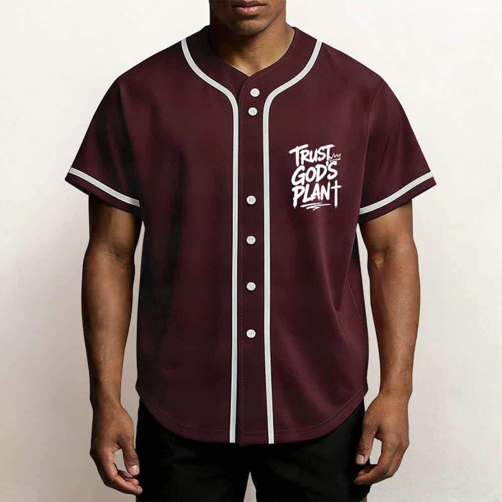 Christianartworkshop Trust God's Plan Mesh Button Up Baseball Jersey - image 13
