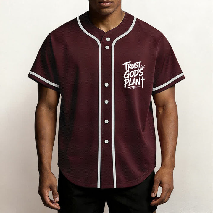 Christianartworkshop Trust God's Plan Mesh Button Up Baseball Jersey - image 13