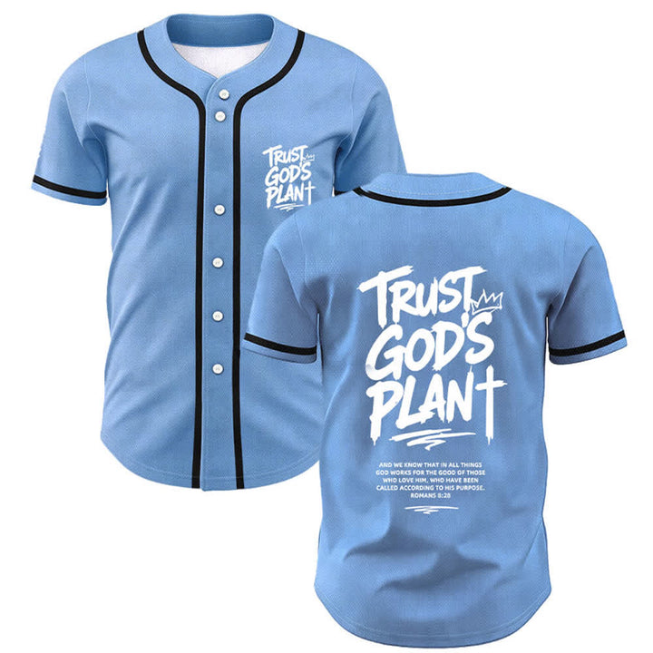 Christianartworkshop Trust God's Plan Mesh Button Up Baseball Jersey - Sky Blue - 5XL - image 49