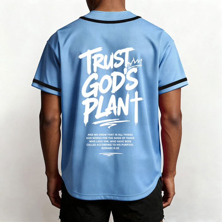 Christianartworkshop Trust God's Plan Mesh Button Up Baseball Jersey - image 54