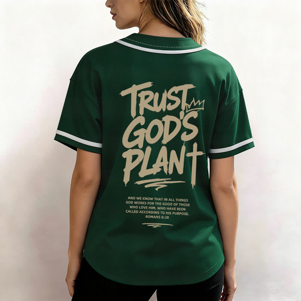 Christianartworkshop Trust God's Plan Mesh Button Up Baseball Jersey - image 17