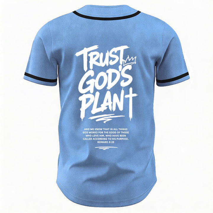Christianartworkshop Trust God's Plan Mesh Button Up Baseball Jersey - image 50