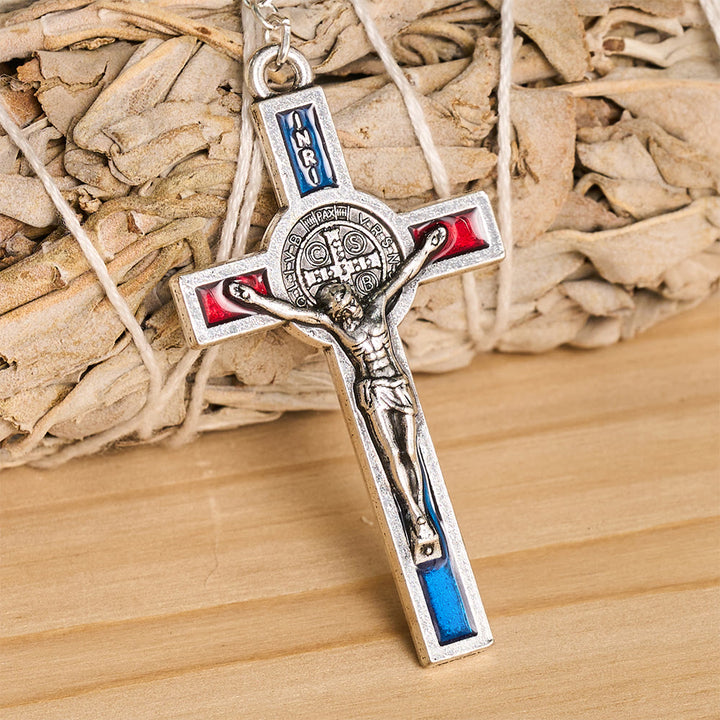 Christianartworkshop Faceted Crystal St. Benedict Rosary With Enamel Crucifix: Emblem of Solid Heavenly Shelter - image 4
