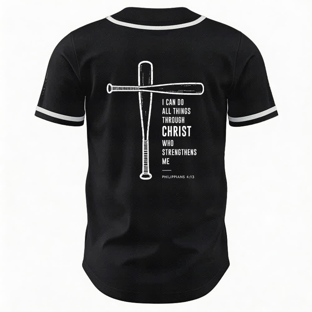 Christianartworkshop Black Mesh Verse Back Baseball Jersey - image 1